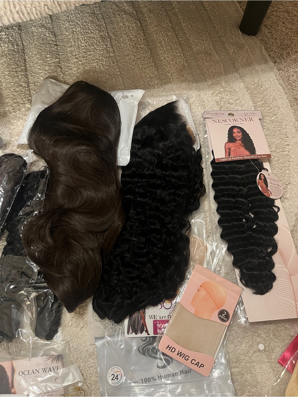 NWT Huge Assorted Real Human Hair Wigs & Extensions few synthetic pieces Bundle - Picture 9 of 15